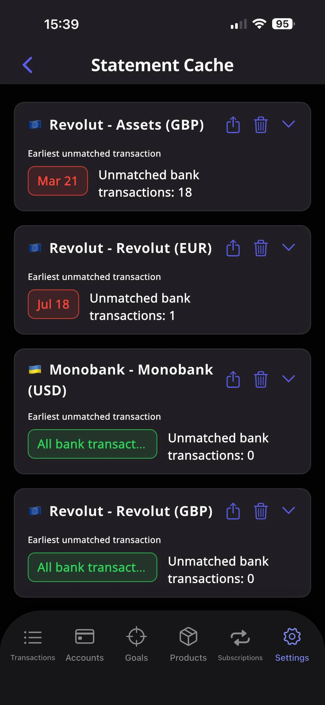 Statements cache details